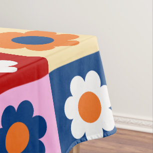 Retro Cute colorful Flowers Pattern Tablecloth