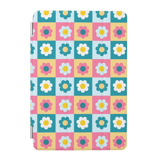 Retro Cute colorful Pastel Flowers Pattern  iPad Mini Cover (Front)
