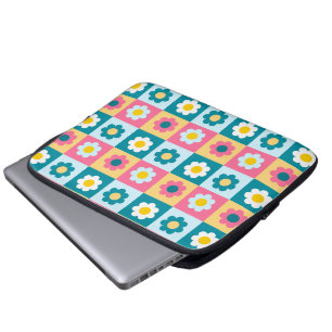 Retro Cute colorful Pastel Flowers Pattern  Laptop Sleeve