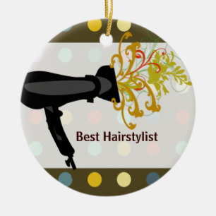 Retro Cute Colorful Salon Hair Stylist Ceramic Ornament