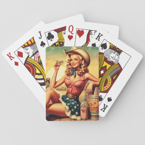 Retro Cute Cowgirl Poker Cards