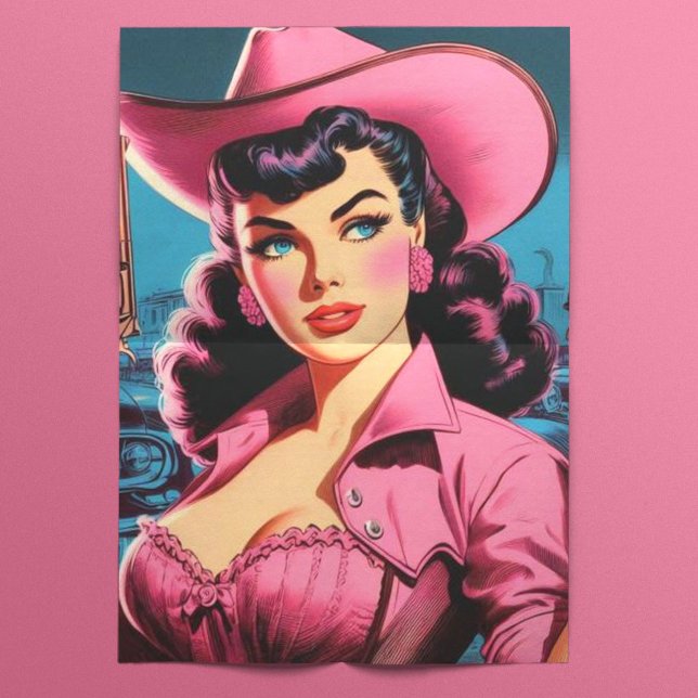 Retro Cute Cowgirl Tissue Paper (Creator Uploaded)