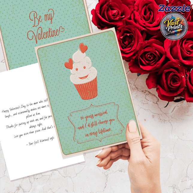 Retro Cute Cupcake Funny Husband Valentine's Day Card (Retro Cute Cupcake Funny Husband Valentine's Day Card)