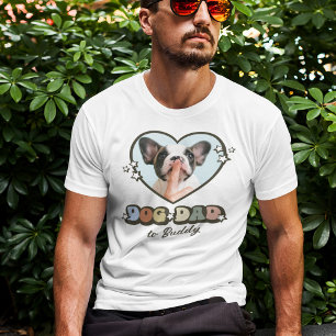 Retro Cute Dog Dad Heart Photo T-Shirt
