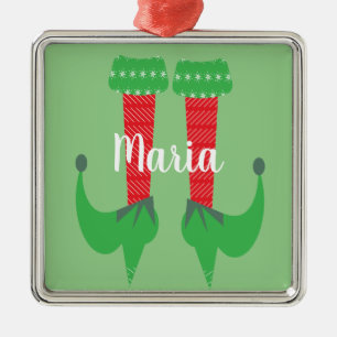 Retro Cute Elf Feet Heels Christmas Present Metal Ornament