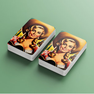 Retro Cute Farm Woman Poker Cards