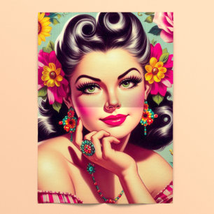 Retro Cute Floral Pin Up Tissue Paper
