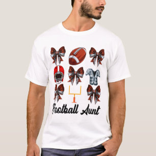 Retro Cute Footll Aunt Bow Footll Mom Mothers Day T-Shirt