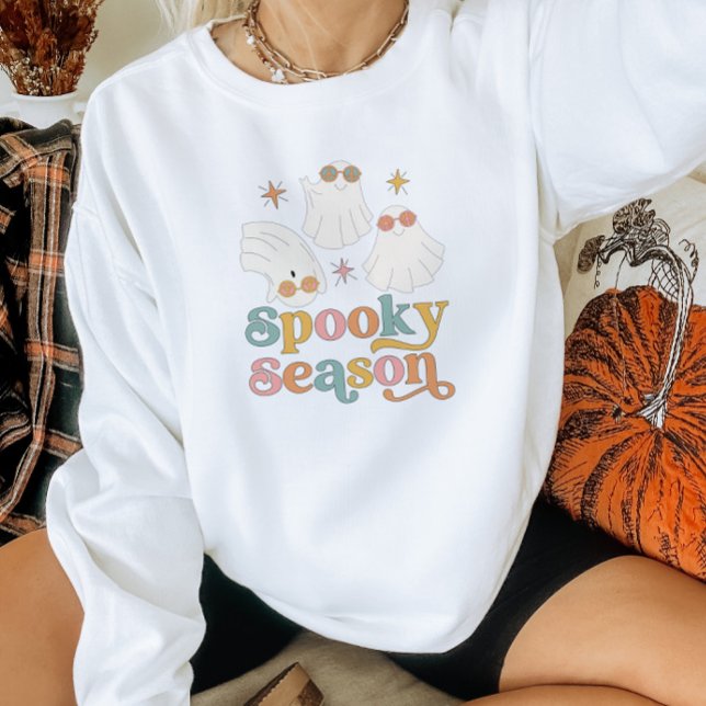 Retro Cute Ghost Halloween Sweatshirt (Creator Uploaded)