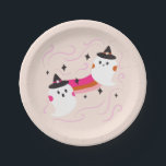 Retro Cute Ghost Kid's Halloween Party Paper Plates<br><div class="desc">Cute illustration of retro hand-drawn ghosts that add a whimsical pop of color to your party.</div>