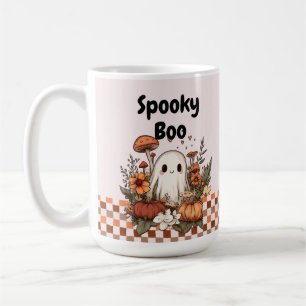 Retro Cute Ghost Mushroom Cottagecore Halloween Coffee Mug