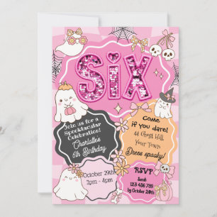 Retro Cute Ghost Spooky Halloween Invitation