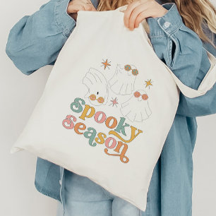 Retro Cute Ghost Spooky Season Halloween Tote Bag