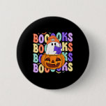 Retro Cute Ghost Teacher Halloween Librarian Read  Button