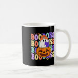 Retro Cute Ghost Teacher Halloween Librarian Read  Coffee Mug