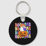 Retro Cute Ghost Teacher Halloween Librarian Read  Keychain