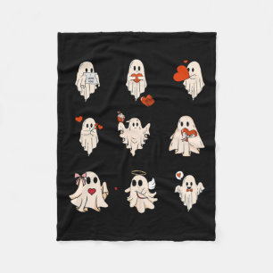 Retro Cute Ghost Valentines Day Women Men Kids  Fleece Blanket