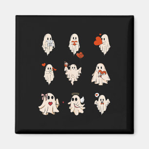Retro Cute Ghost Valentines Day Women Men Kids  Magnet