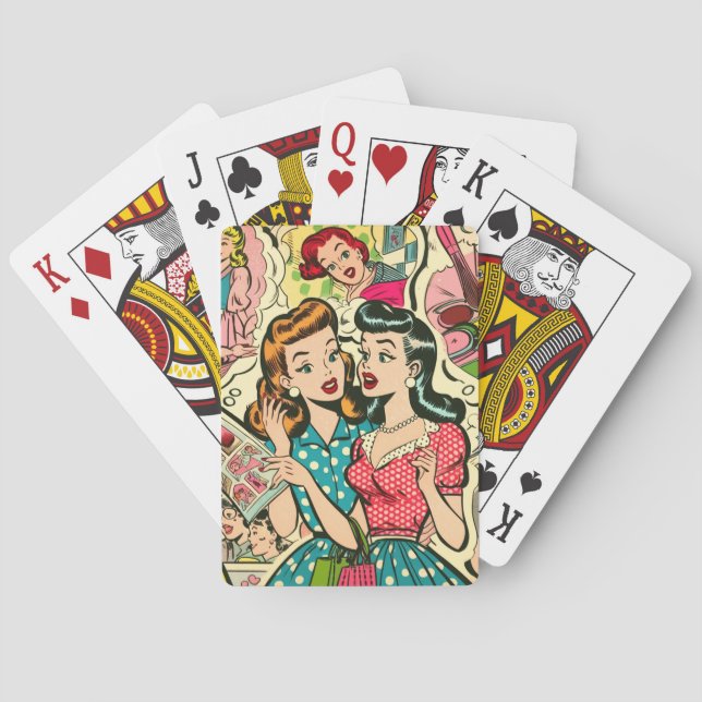 Retro Cute Girly Comics Poker Cards (Back)