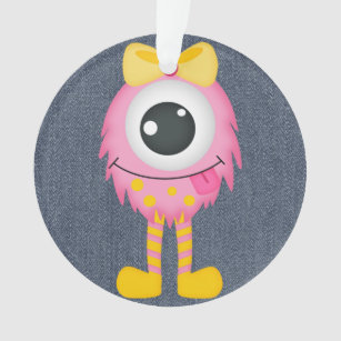Retro Cute Girly Pink Monster Ornament