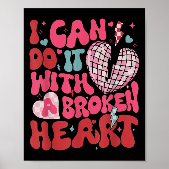 Retro Cute Groovy I Can Do It Quote Disco Heart -  Poster (Front)