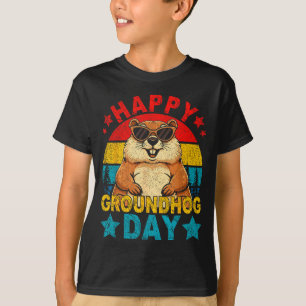 Retro Cute Groundhog Happy Groundhog Day Animal Lo T-Shirt