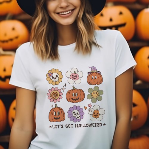 Retro Cute Halloween Flowers T_Shirt
