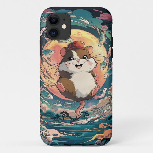 Retro Cute Hamster _ Japanese Cartoon Style iPhone 11 Case
