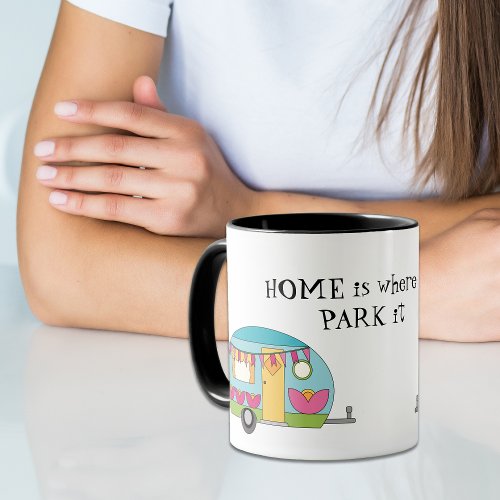 Retro Cute Happy Camper Two_Tone Coffee Mug