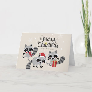 Retro Cute Hipster Merry Christmas Holiday Card