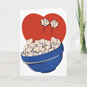 Retro Cute Humor, Bowl of Popcorn for the Movies! Holiday Card