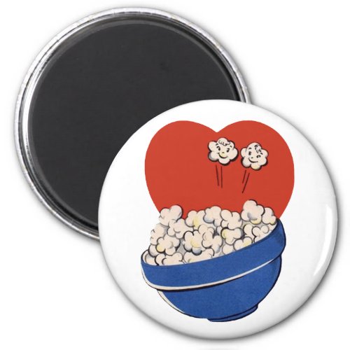 Retro Cute Humor Bowl of Popcorn for the Movies Magnet
