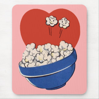 Retro Cute Humor, Bowl of Popcorn for the Movies! Mouse Pad