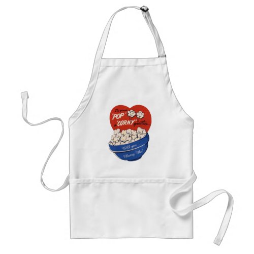 Retro Cute Humor Popcorn Pop a Corny Question Adult Apron