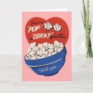 Retro Cute Humor, Popcorn Pop a Corny Question Holiday Card