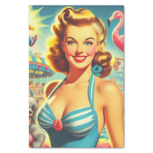 Retro Cute Kitsch Girl Tissue Paper