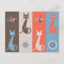 Retro Cute Kitties Mid Century Cat Orange Brown Postcard