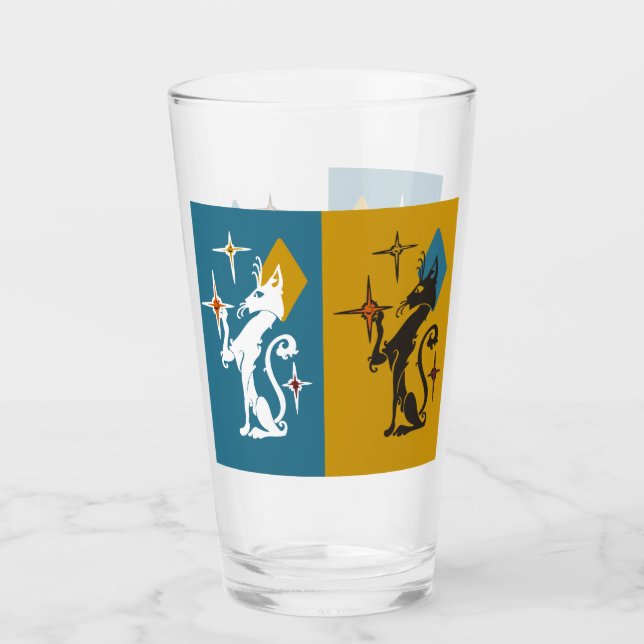Retro Cute Kitties Mid Century Cat Starburst  Glass (Front)