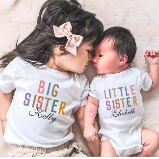 Retro Cute Matching big sis Baby T-Shirt