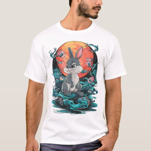 Retro Cute Rabbit _ Japanese Cartoon Style T_Shirt