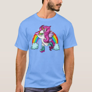 Retro Cute Roller Skating Unicorn Skate Girly T-Shirt