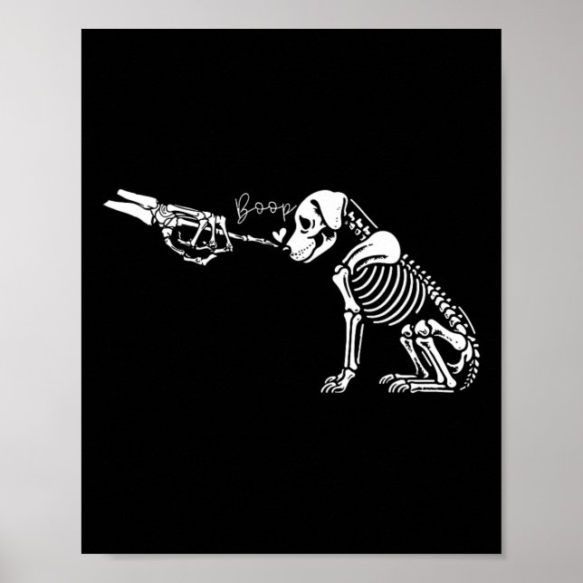 Retro Cute Skeleton Hand Boop Dog Funny Halloween  Poster (Front)