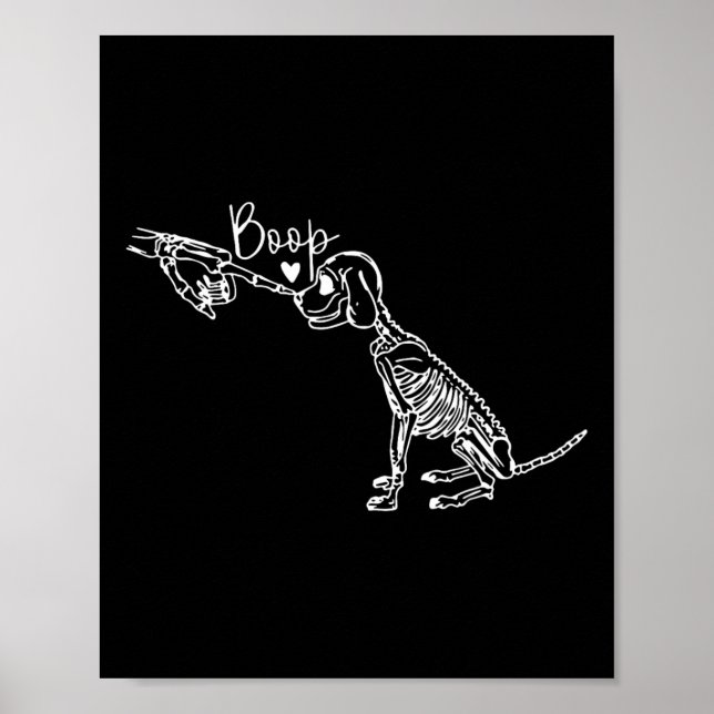 Retro Cute Skeleton Hand Boop Dog Funny Halloween  Poster (Front)