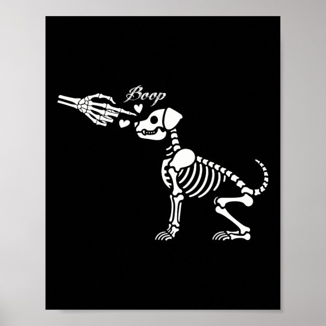 Retro Cute Skeleton Hand Boop Dog Funny Halloween  Poster (Front)