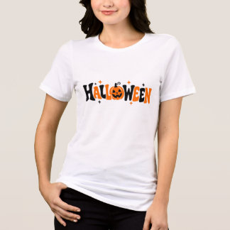 Retro Cute Spooky Halloween Pumpkin Typography Tri-Blend Shirt
