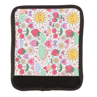 Retro Cute Strawberry, Sunshine, and Hearts Happy Luggage Handle Wrap