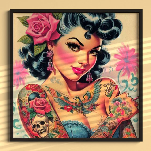 Retro Cute Tattooed Pin-up Poster (Creator Uploaded)