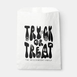 Retro Cute Trick or Treat Halloween Ghost Black Favor Bag