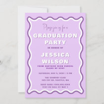 Retro Cute Wavy Purple Photo Graduation  Invitation