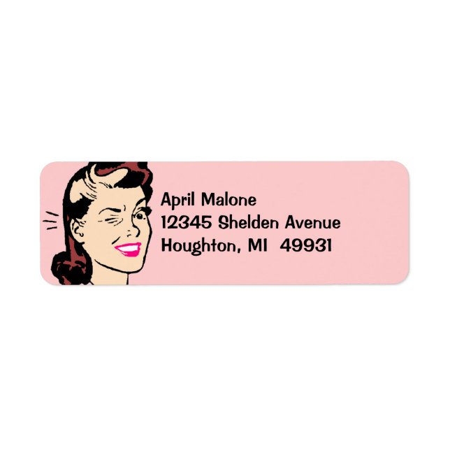 Retro Cute Wink Winking Lady Winks Labeling Labels (Front)
